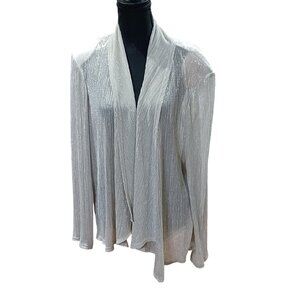 R&M Richards Womens Metallic Champagne Long Sleeve Overlay Top 18W Davids Bridal